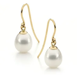 Allura 9k Gold Pearl Drop Hook Earrings