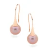 Allura Mimi Pink Pearl 9k Rose Gold Hook Earrings