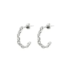 Anchor Chain Silver Hoop Earrings