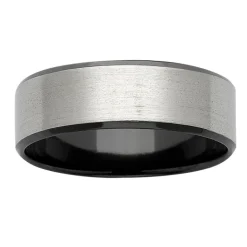 Black & Natural Coloured Zirconium Ring with Sanded Top