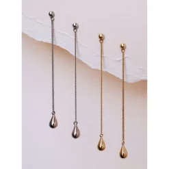 Boh Runga Droplet Drop Earrings Gold Plate