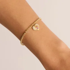 By Charlotte | Connect With Your Heart | 18k Gold Vermeil | Ruby | Bracelet | 18cm