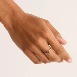 By Charlotte | Kindred | 18k Gold Vermeil | Birthstone | February | Ring | Size N