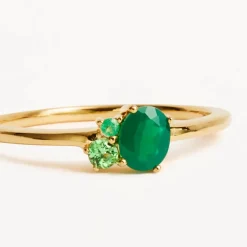 By Charlotte | Kindred | 18k Gold Vermeil | Birthstone | May | Ring | Size N