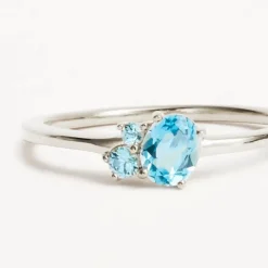 By Charlotte | Kindred | March | Birthstone | Silver | Ring | Size N