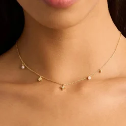 By Charlotte | Live in peace | 18k Gold Verrmeil | Fresh water pearl | Chocker | 41cm