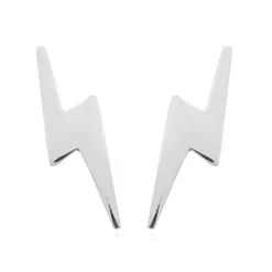 Celesti 'Flash' Lightning Bolt Stud Earrings | Silver