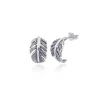 Celesti 'Floating' Feather Half Hoop Earrings | Silver