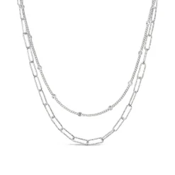 Celesti Paperclip Duo Necklace | Silver | 45cm