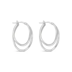 Celesti 'Serenity' Wavy Double Hoop Earrings | Silver