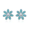 Charlie & Rose Blue Flower Stud Earrings | Silver | Enamel