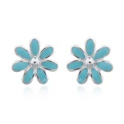Charlie & Rose Blue Flower Stud Earrings | Silver | Enamel