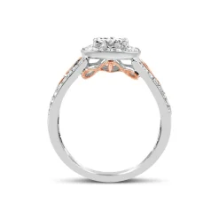 14ct Bitone Diamond Halo Cluster Ring