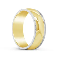9ct Bitone EziFit Faceted Wedding Ring