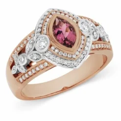 18ct RG | WG Pink Tourmaline & Diamond Dress Ring (O)