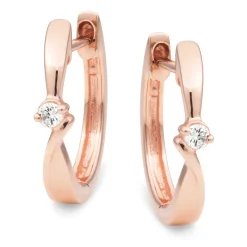 9ct Rose Gold Hinged Diamond Huggie Earrings 0.10ct TDW