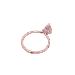 14ct Rose Gold Morganite & Diamond Hidden Halo Ring Set
