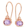 9ct Rose Gold Pink Amethyst & Diamond Shephard Hook Earrings