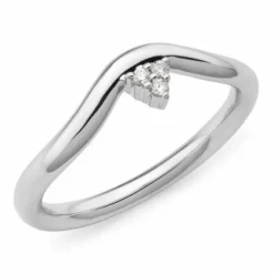 9ct White Gold Diamond Trio Curved Ring