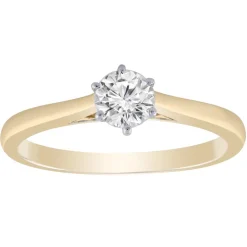 9ct Yellow Gold 0.5ct Solitaire 6 Claw Diamond Ring