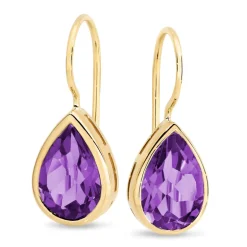 9ct YG Amethyst Shepherd Hook Earrings
