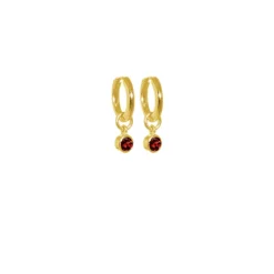Evolve | January | Huggies | Gold | Garnet Earrings