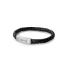 Evolve Latitude Blk Leather Bracelet with Steel Clasp