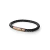 Evolve Latitude Blk Leather Bracelet with Stg Copper Clasp