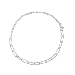 Grace 'Courage' Paperlink Chain Bracelet | Silver CZ |