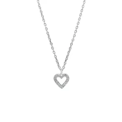 Grace 'Love' Micro Heart Necklace | Silver CZ RH
