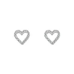 Grace 'Love' Micro Heart Stud Earrings | Silver CZ RH