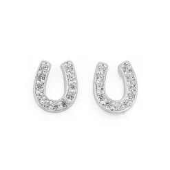 Grace 'Luck' Horseshoe Studs | Silver CZ RH