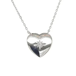 Grace Silver CZ 'Love Star' Heart Necklace