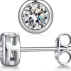 Grace 'Stability' 3mm Bezel Stud Earrings | Silver CZ RH