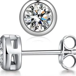 Grace 'Stability' 3mm Bezel Stud Earrings | Silver CZ RH