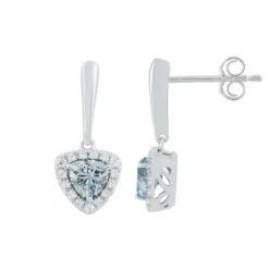 9k Aquamarine & Diamond Earrings