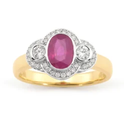 9k Bitone Metals Ruby & Diamond Ring
