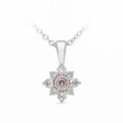 9k Bitone Pink & White Diamond Pendant