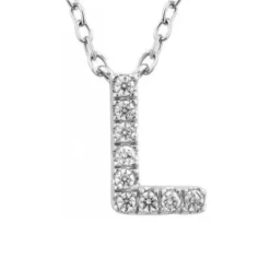 9k Diamond 'L' Initial Necklace