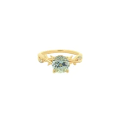 14k Gold Aquamarine & Diamond Ring