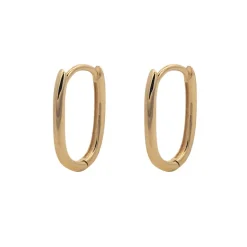 9k Gold Oval Parperclip Link Huggie Earrings