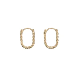 9k Gold Oval Twist Huggie Earrings
