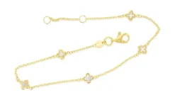 9k Mother of Pearl Clover Bracelet