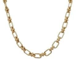 9k NZ Hand-Made Fancy Oval & Cross Link Necklace