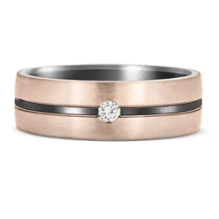 9K Rose Gold, Tantalum & Diamond Wedding Band (V)