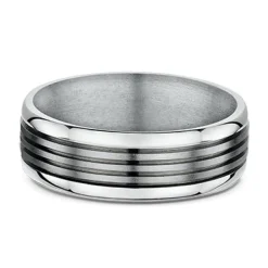 9K White Gold & Titanium Wedding Band (X)