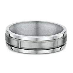 9K White Gold & Titanium Wedding Band (U)