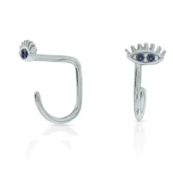 9k White Gold All Seeing Evil Eye Wrap Around Earrings