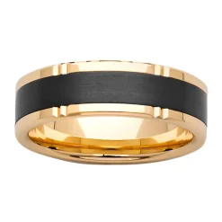 9k Yellow Gold & Black Zirconium Band | Size Y