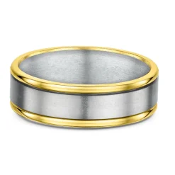 9K Yellow Gold & Titanium Wedding Band (V)